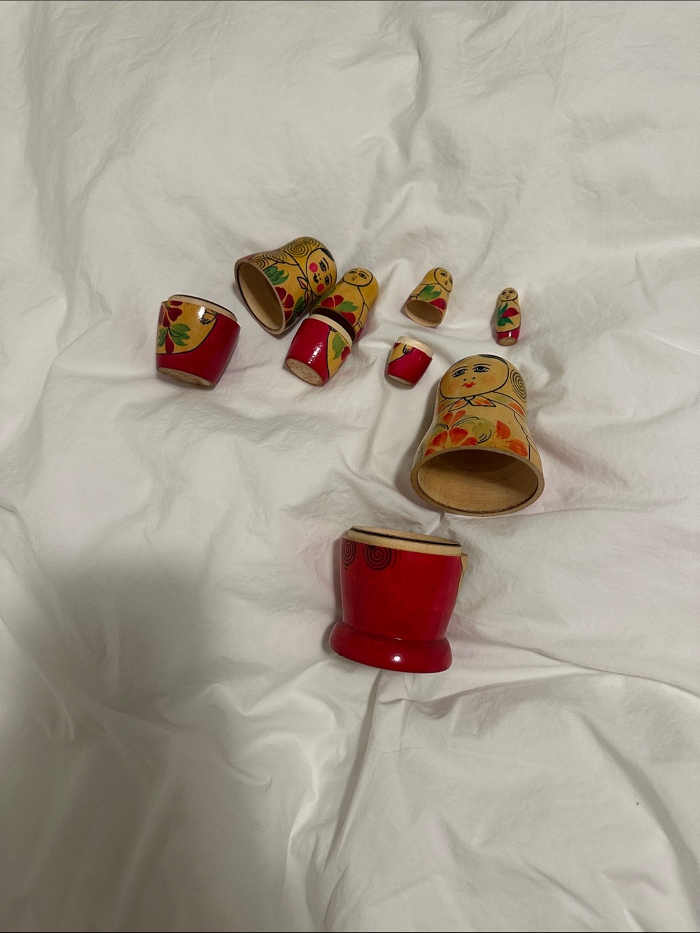 Hand-Painted Red and Gold Nesting Dolls - Traditional Matryoshka Set